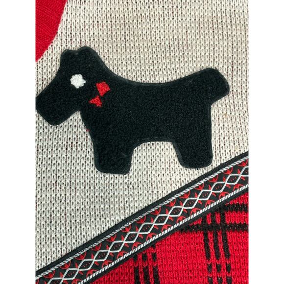 Vintage Hasting & Smith Scottie Scottish Terrier Dog Red Checkered Sweater Sz L - Picture 10 of 11